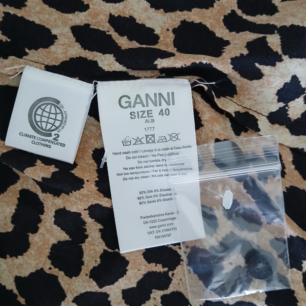 Ganni Silk Leopard Print Wrap Dress - Picture 8 of 9
